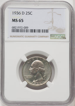 1936-D 25C Washington Quarter NGC MS65