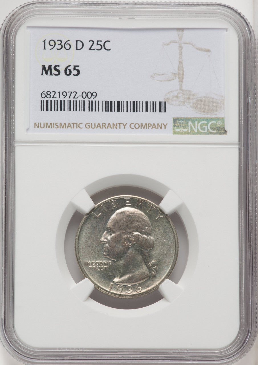 1936-D 25C Washington Quarter NGC MS65