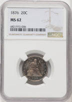 1876 20C Twenty Cent Pieces NGC MS62