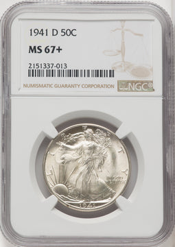 1941-D 50C Walking Liberty Half Dollar NGC MS67+