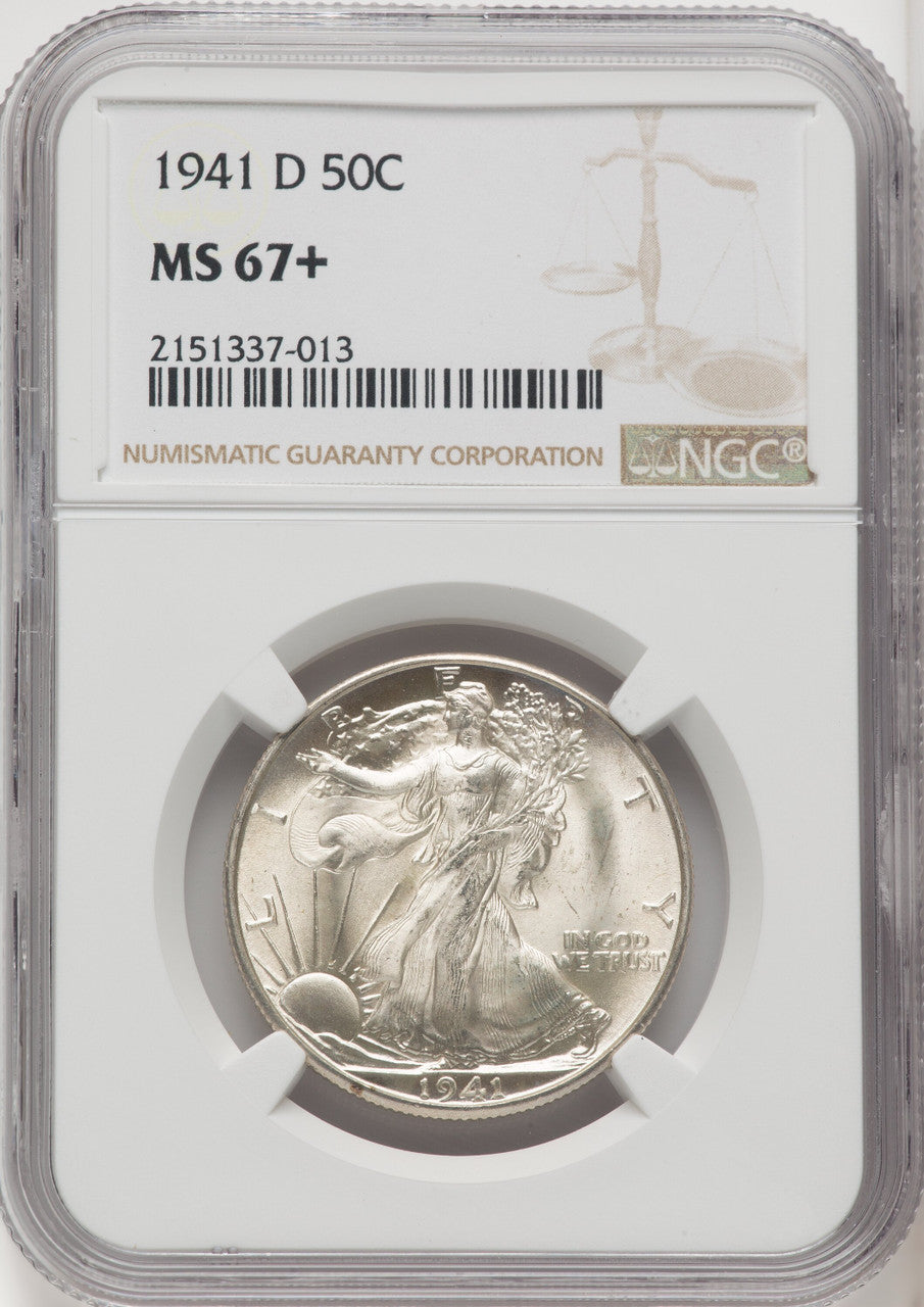 1941-D 50C Walking Liberty Half Dollar NGC MS67+