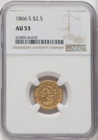 1866-S $2.50 Liberty Quarter Eagle NGC AU53