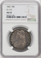 1822 50C O-114 Bust Half Dollar NGC AU55