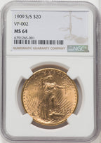 1909-S $20 Saint-Gaudens Double Eagle NGC MS64