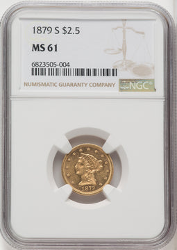1879-S $2.50 Liberty Quarter Eagle NGC MS61