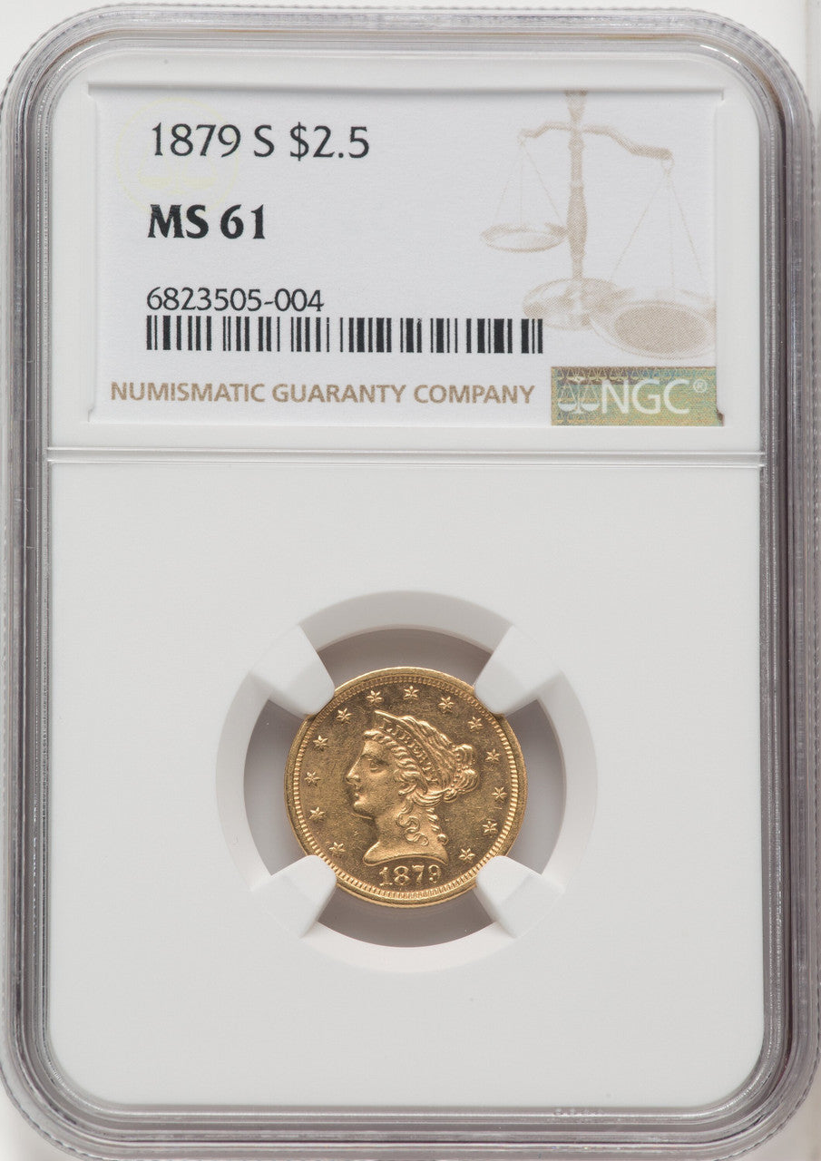 1879-S $2.50 Liberty Quarter Eagle NGC MS61