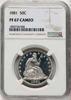 1881 50C CA Proof Seated Half Dollar NGC PR67