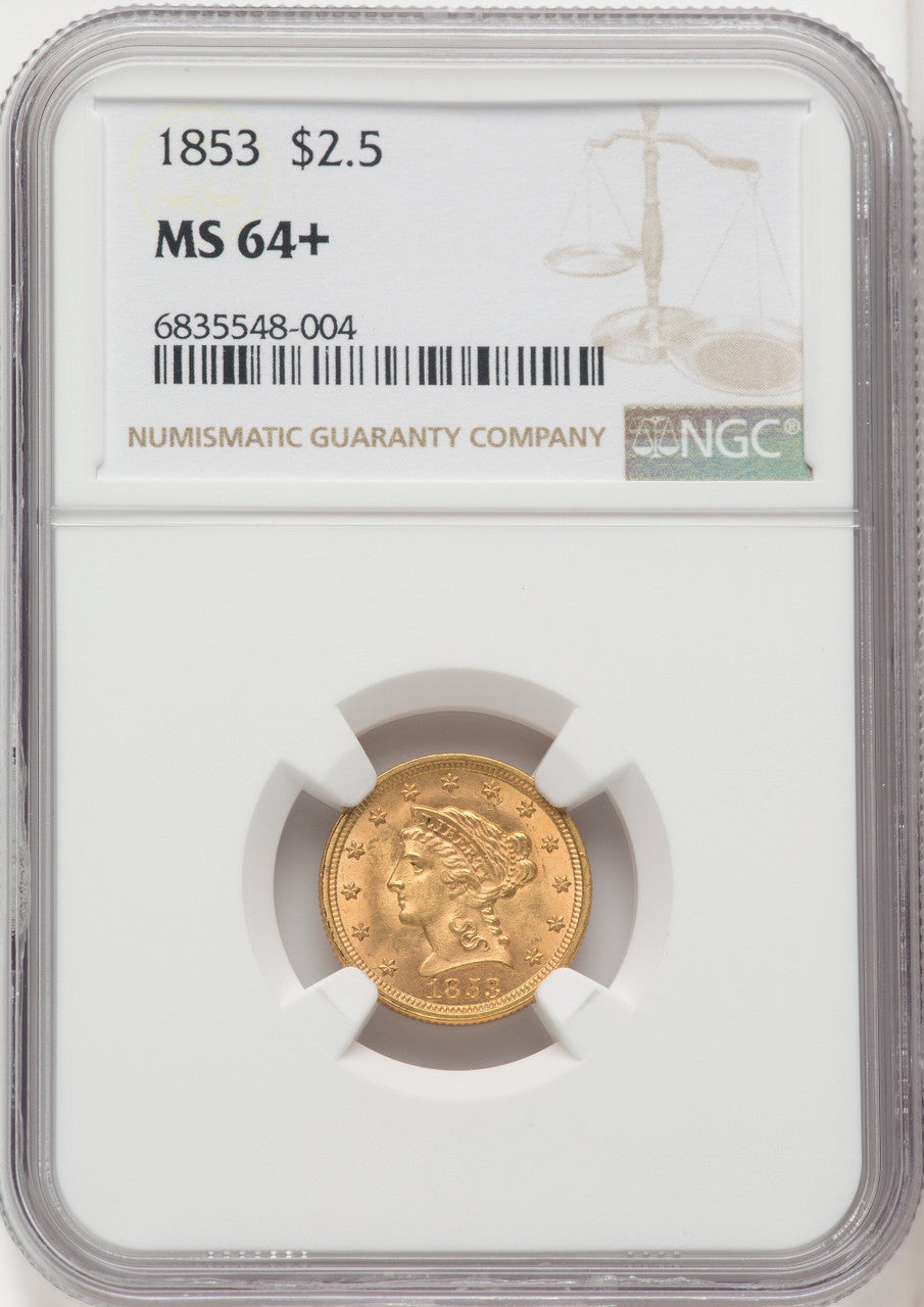 1853 $2.50 Liberty Quarter Eagle NGC MS64+