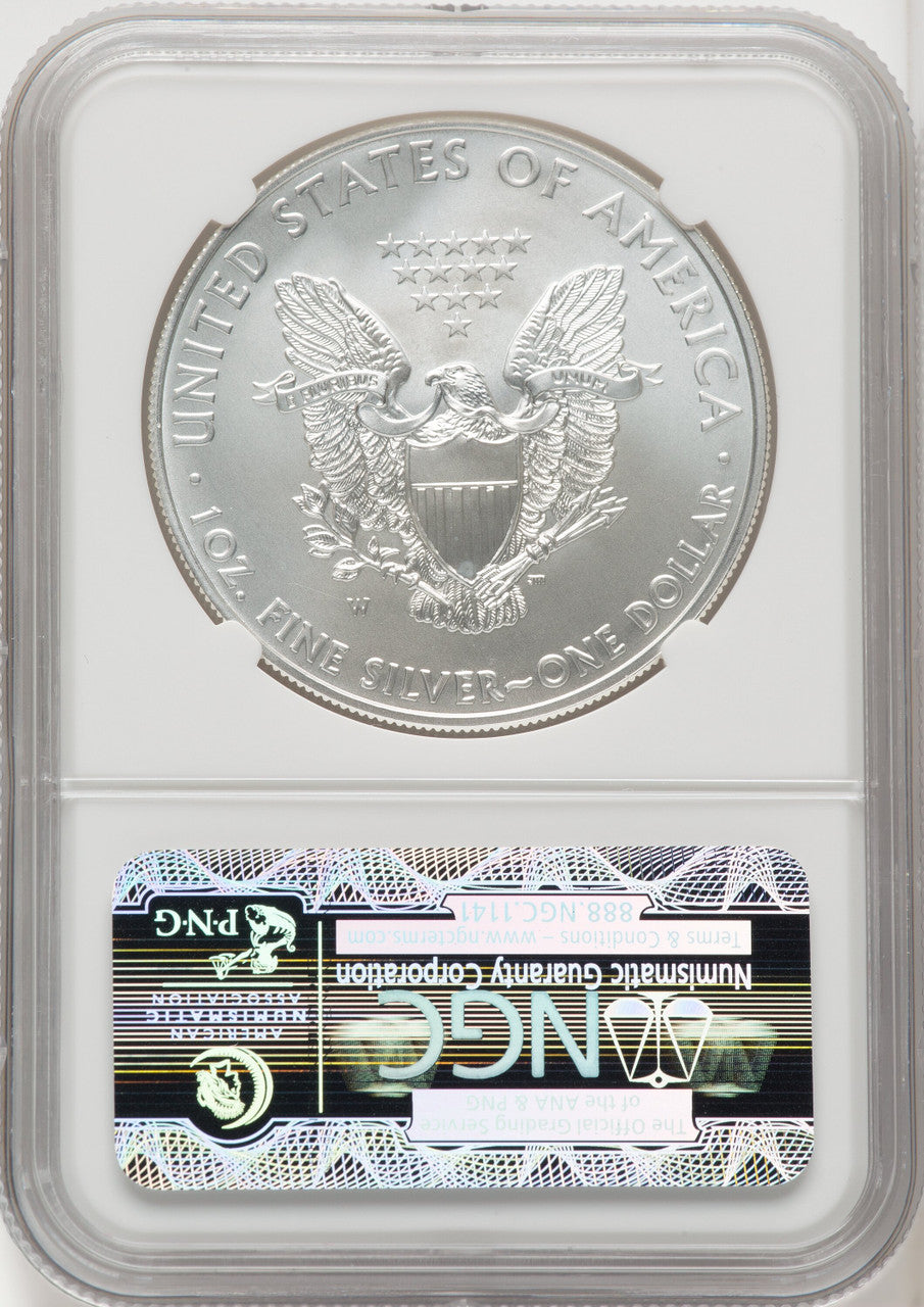2011-W S$1 Silver Eagle Burnished Brown Label NGC MS70