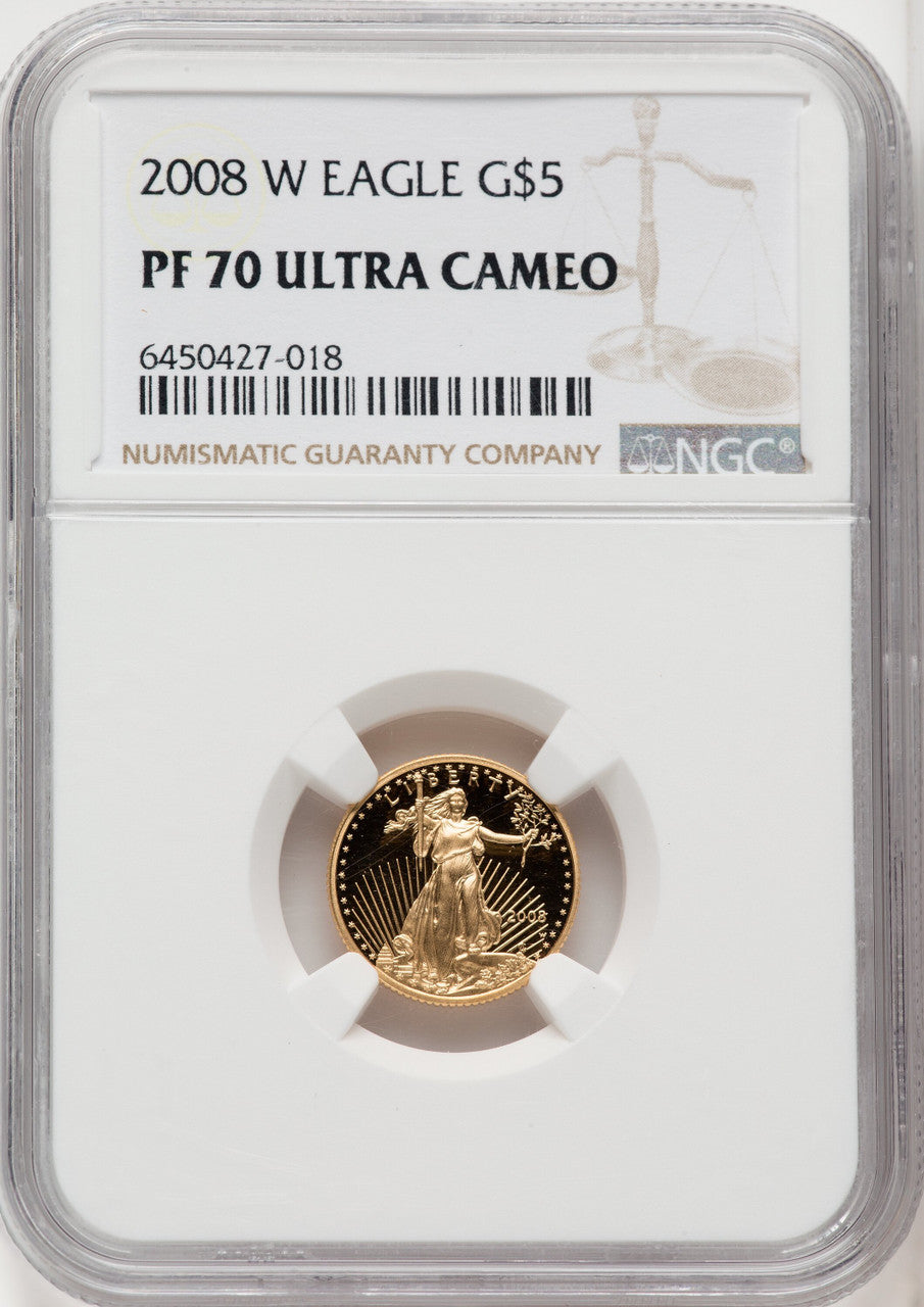 2008-W $5 Tenth-Ounce Gold Eagle Brown Label NGC PF70