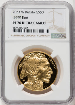 2023-W G$50 Gold Buffalo DCAM Brown Label NGC PF70
