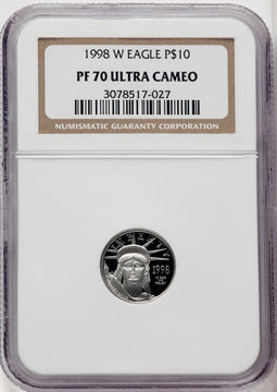 1998-W 4-Coin Set Platinum American Eagles Brown Label NGC PF70
