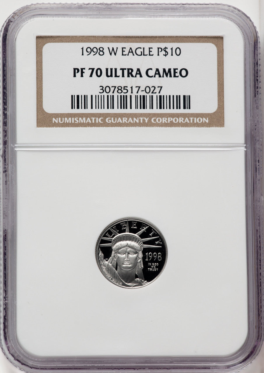1998-W 4-Coin Set Platinum American Eagles Brown Label NGC PF70