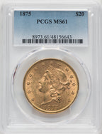 1875 $20 Liberty Double Eagle PCGS MS61