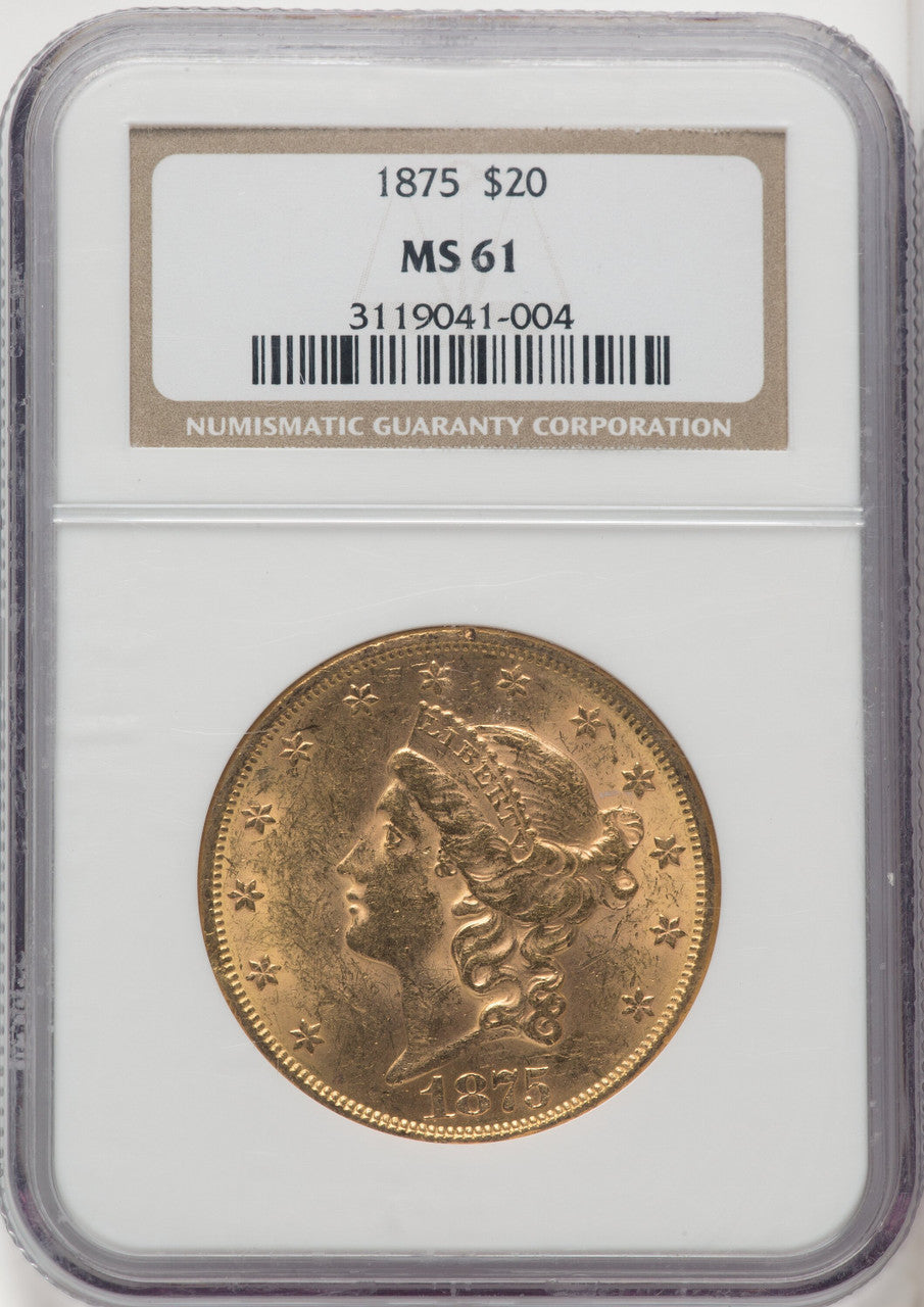 1875 $20 Liberty Double Eagle NGC MS61