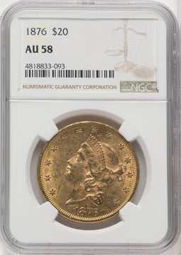 1876 $20 Liberty Double Eagle NGC AU58 (766459001)