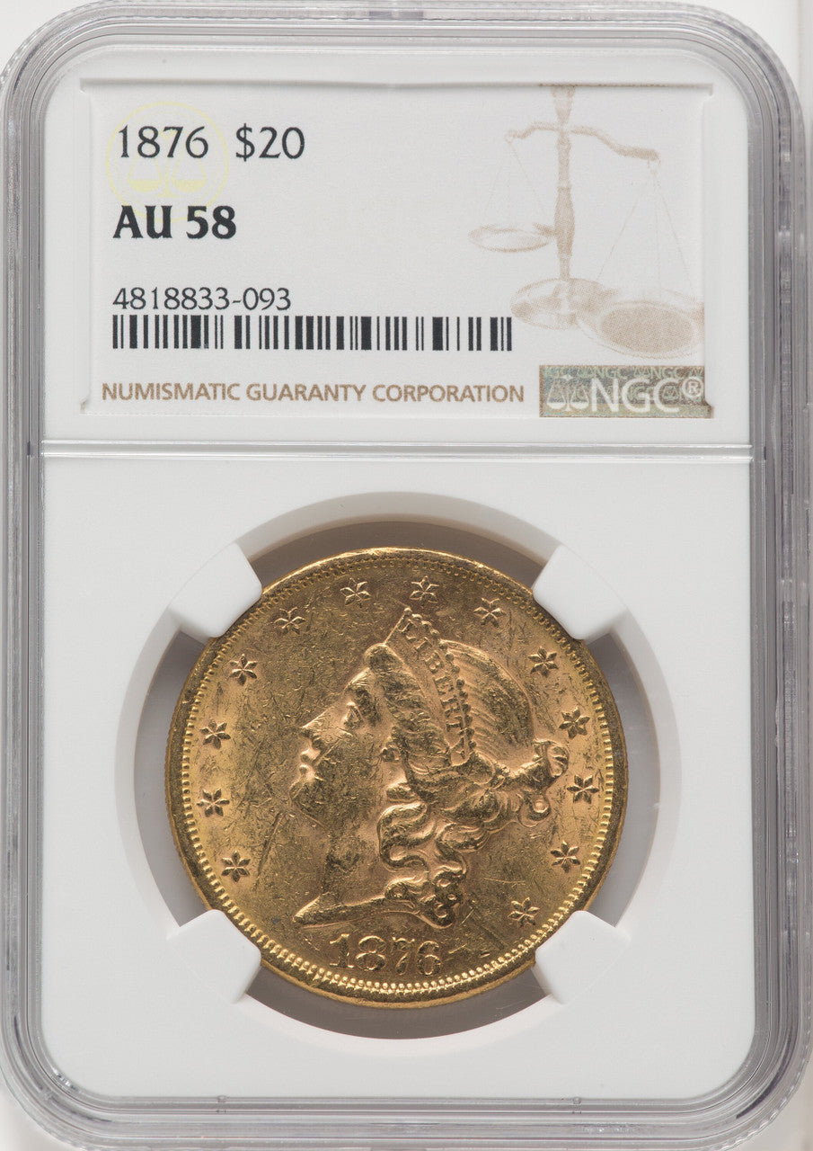 1876 $20 Liberty Double Eagle NGC AU58 (766459001)