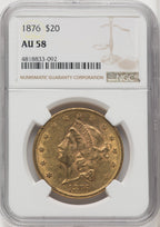 1876 $20 Liberty Double Eagle NGC AU58 (766459002)