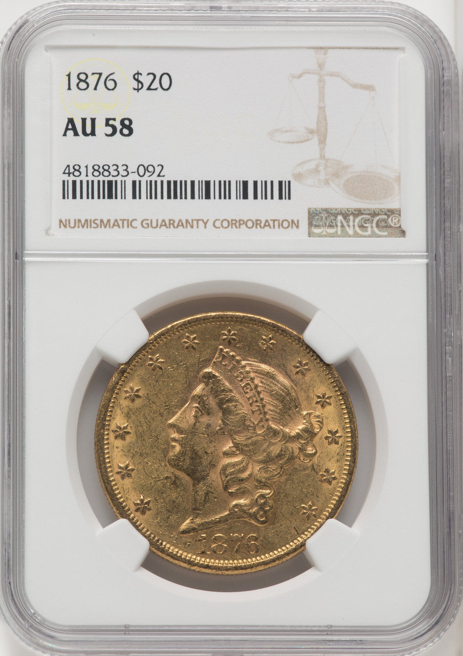 1876 $20 Liberty Double Eagle NGC AU58 (766459002)