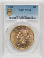 1876 $20 Liberty Double Eagle PCGS MS61 (766894017)