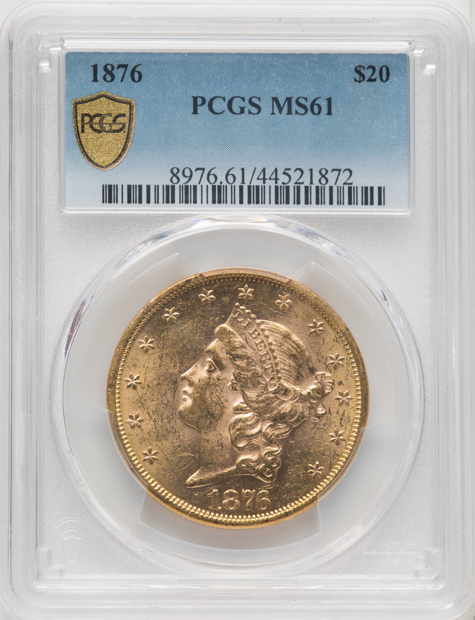 1876 $20 Liberty Double Eagle PCGS MS61 (766894017)