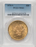 1876-S $20 Liberty Double Eagle PCGS MS61 (766894022)