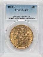 1884-S $20 Liberty Double Eagle PCGS MS60