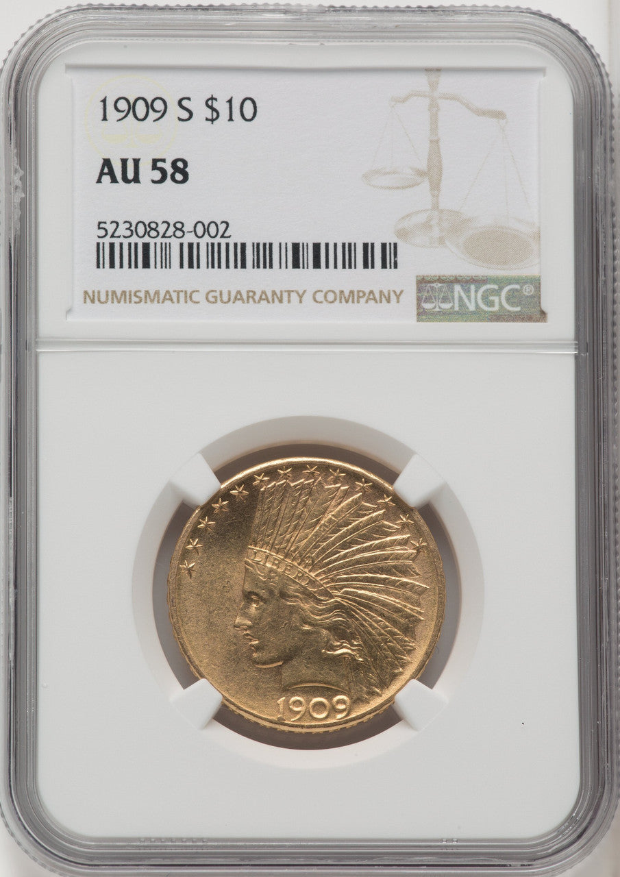 1909-S $10 Indian Eagle NGC AU58