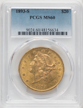 1893-S $20 Liberty Double Eagle PCGS MS60