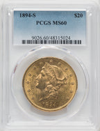 1894-S $20 Liberty Double Eagle PCGS MS60