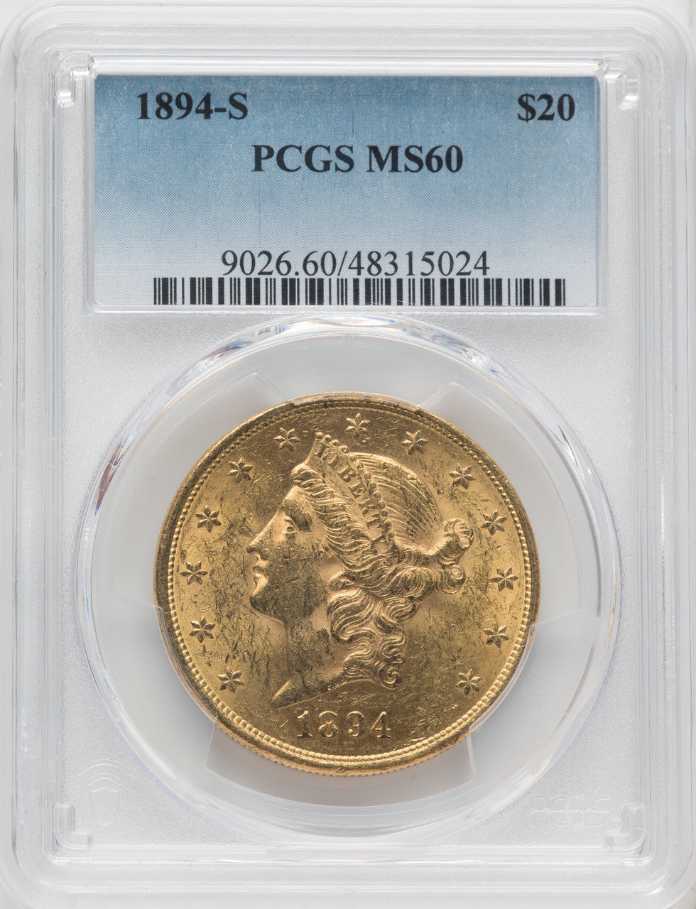 1894-S $20 Liberty Double Eagle PCGS MS60