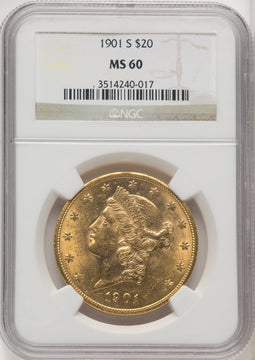 1901-S $20 Liberty Double Eagle NGC MS60