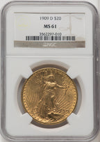 1909-D $20 Saint-Gaudens Double Eagle NGC MS61