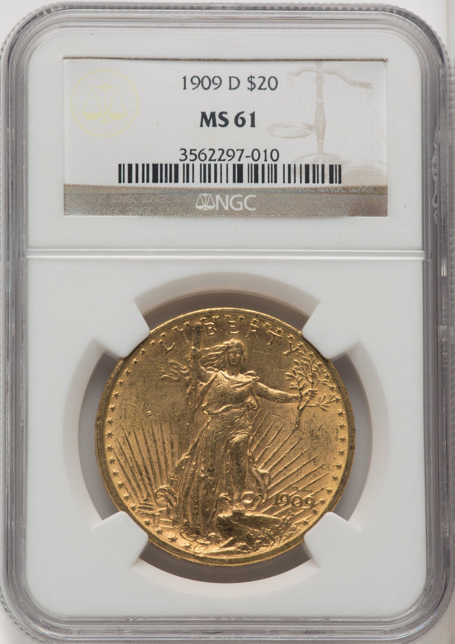 1909-D $20 Saint-Gaudens Double Eagle NGC MS61