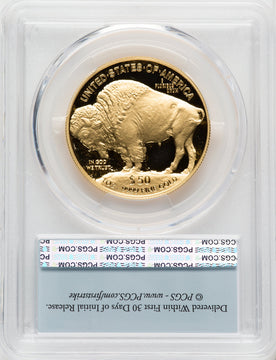 2023-W G$50 Gold Buffalo First Strike DCAM FS Flag PCGS PR70