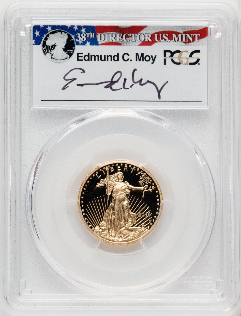 2016-W $10 Quarter-Ounce Gold Eagle 30th Anniversary First Strike PCGS PR70 Moy Signed