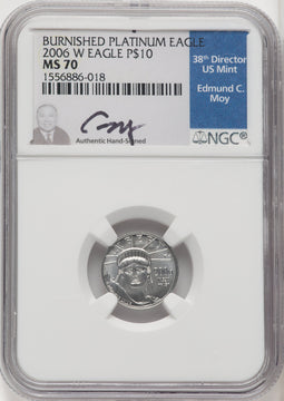 2006-W 4-Coin Set Burnished Platinum Eagles NGC MS70 Ed Moy Signed