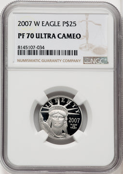 2007-W $25 Quarter-Ounce Platinum Eagle Statue of Liberty Brown Label NGC PF70