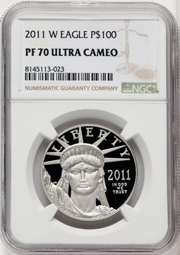 2011-W $100 One-Ounce Platinum Eagle Statue of Liberty Brown Label NGC PF70 (767021007)