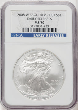 2008-W Silver Eagle Reverse of 2007 NGC MS70