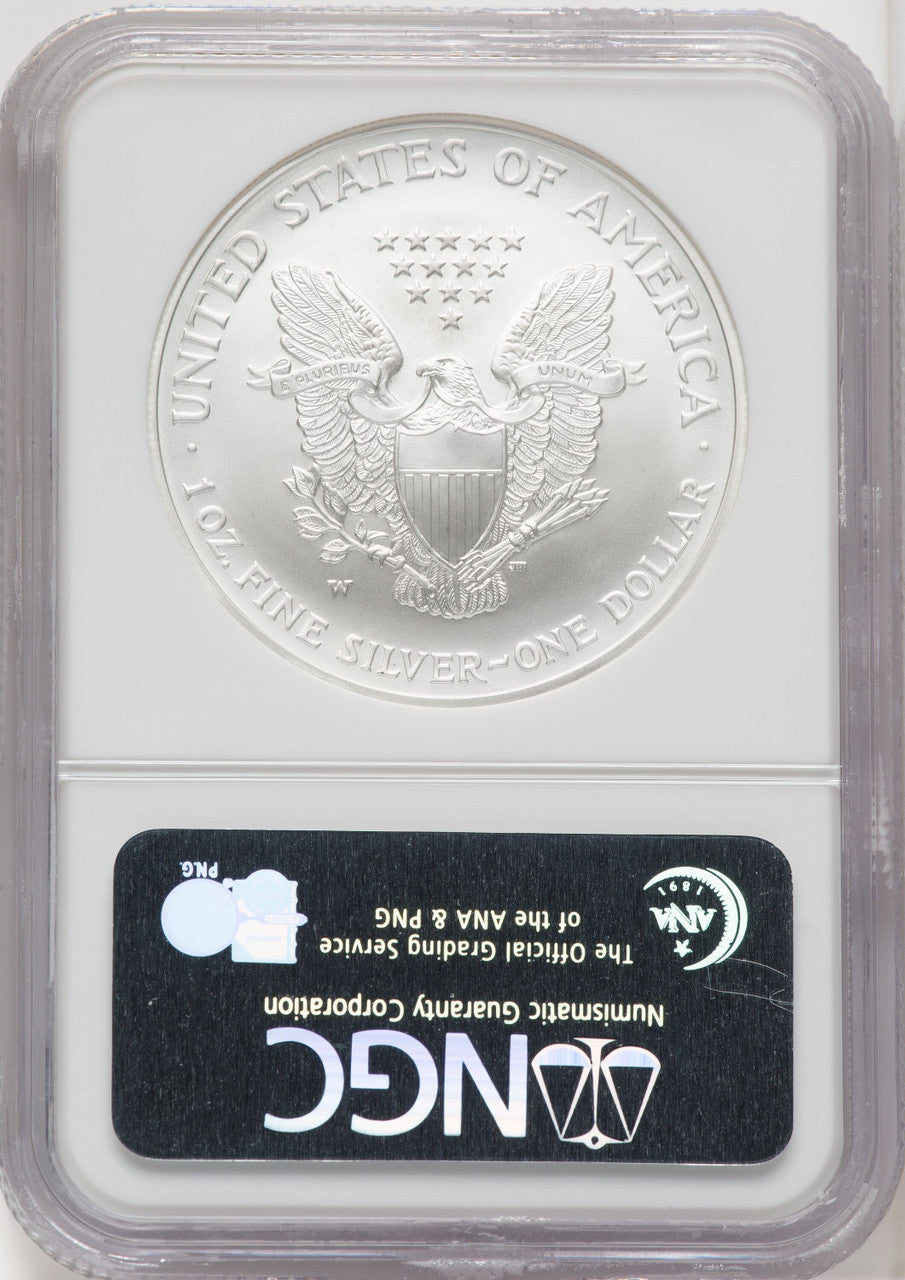 2008-W Silver Eagle Reverse of 2007 NGC MS70