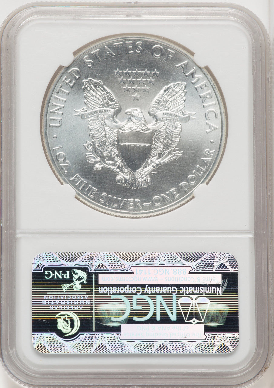 2013-W S$1 Silver Eagle Struck at West Point Brown Label NGC MS70