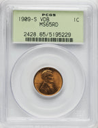 1909-S 1C VDB RD Lincoln Cent PCGS MS65