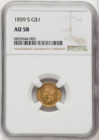 1859-S G$1 Gold Dollar NGC AU58