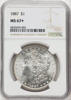 1887 $1 Morgan Dollar NGC MS67+