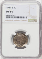 1927-S 5C Buffalo Nickel NGC MS66