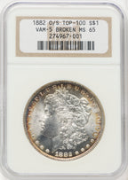 1882-O/S $1 VAM-5 Morgan Dollar NGC MS65