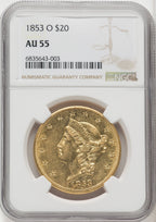 1853-O $20 Liberty Double Eagle NGC AU55 (765816028)