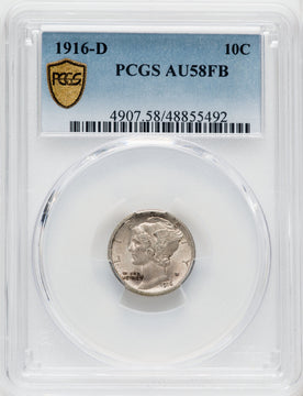 1916-D 10C FB Mercury Dime PCGS AU58