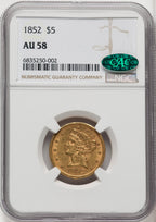 1852 $5 CAC Liberty Half Eagle NGC AU58